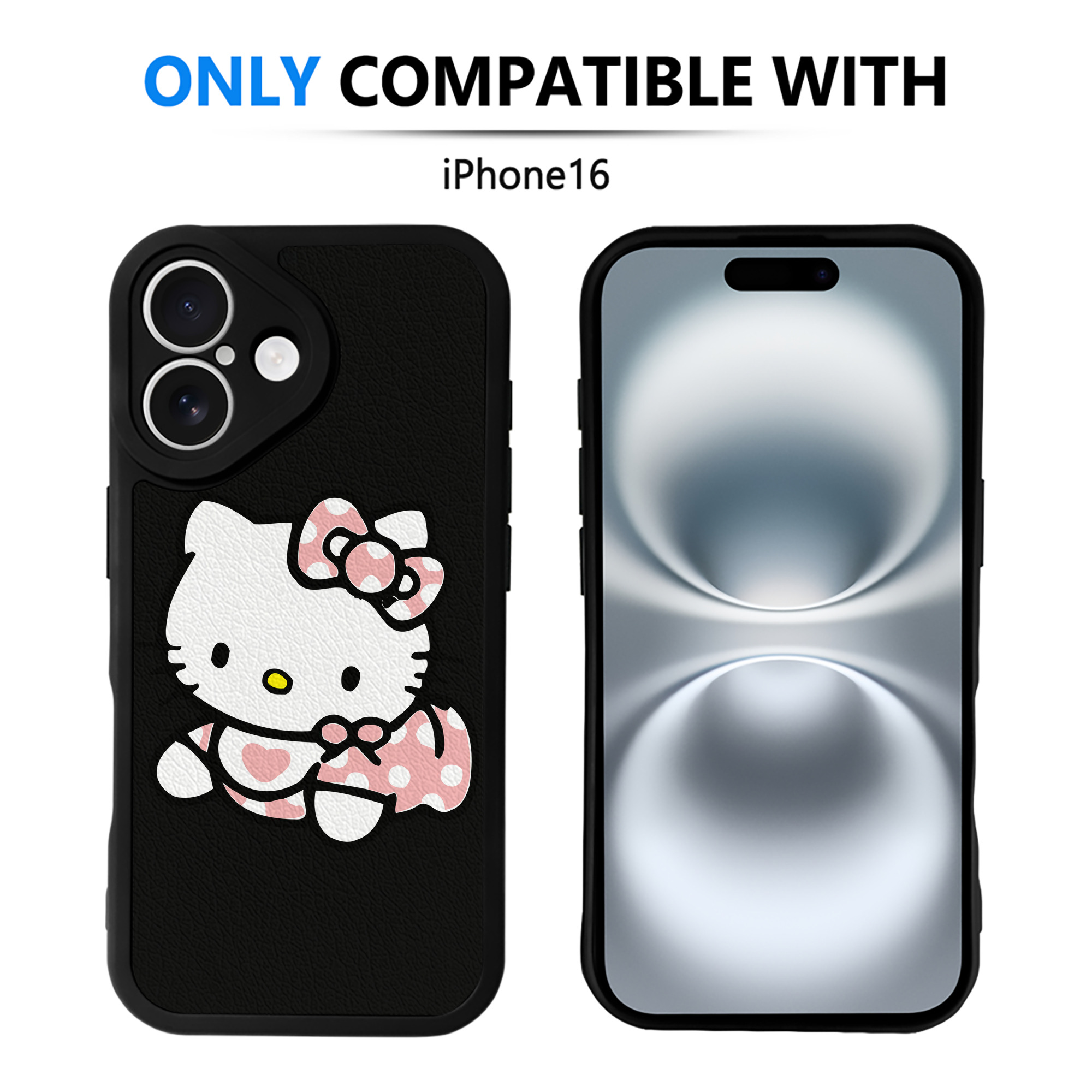 （画像用） Hello Kitty ハローキティ 【iPhone 16シリーズ対応】シリコンスマホケース（レザー調） 材質：シリコン
